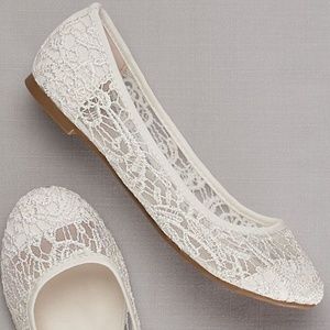 Crochet Lace Ballet Flats Wedding Shoes